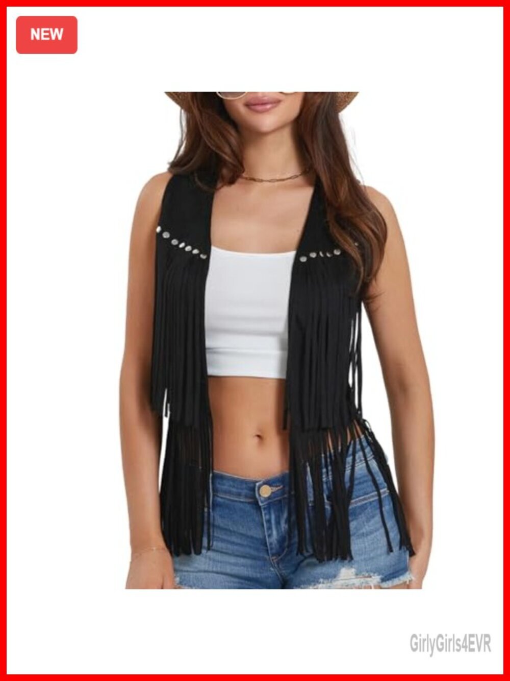 Faux Suede Tassel Vest Sleeveless Open Front Western Fringe Jacket 60s 70s